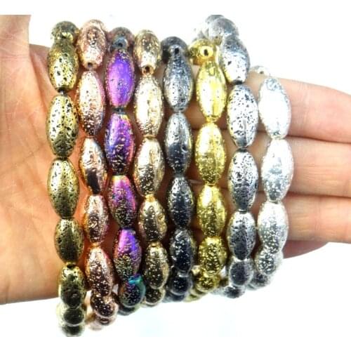 Natural Stone electroplating Lava Bead Volcanic Rock Loose Bead for diy Jewelry Making Bracelet Accessories wholesale