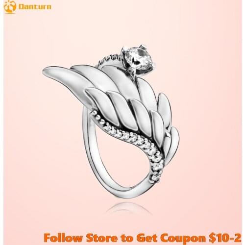 Danturn New 925 Sterling Silver Ring Sparkling Angel Wing Rings Original 925 Silver European Ring Women DIY Jewelry Making Gift