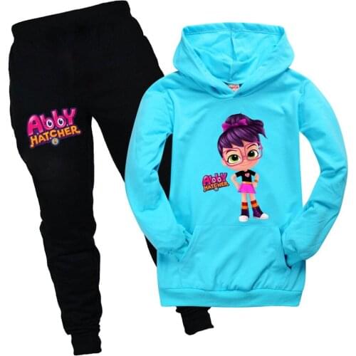 Kids Girls Clothes Set Cartoon Abby Hatcher Hoodies Long Sleeve Sweatshirt Pants Autumn Clothes Cotton Tracksuit Children Outfit