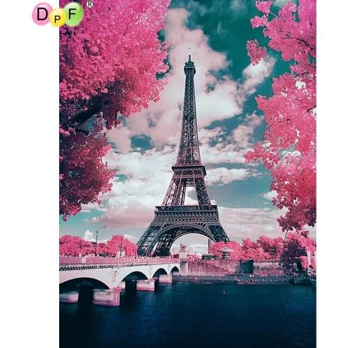 DPF diamond painting cross stitch tower DIY full square diamond embroidery mosaic home decor gifts kits handwork building