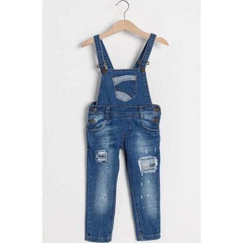 The Denim Fabric Blue Boys Jeans Salopet Jumpsuit