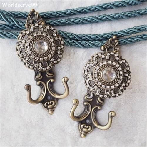 European Zinc Alloy Curtain Tie Back Ball Tieback Holders Rhinestone Wall Hooks Hat Coat Robe Hanger Home Decoration