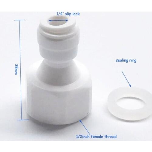 1/4" Push Fit - 1/2" Female Thread PE Pipe Fitting Hose Quick Connector Adapter Aquarium RO Water Filter Reverse Osmosis System