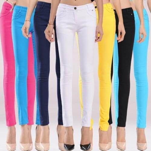 FSDKFAA Women Candy Color Stacked Pants Plus Size 2020 Korean Elastic Summer Pencil Pants Skinny Trousers Black White Pink 7XL