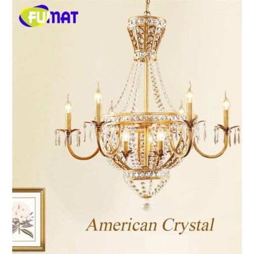 FUMAT Crystal K9 Chandeliers Lamps Lighting American Crown European Style For Living Room Bedroom Kitchen hanging light fixture