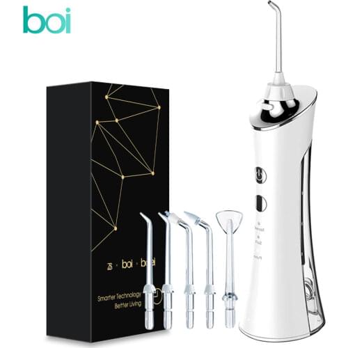 [boi] Oral Irrigator Syringe Water Flosser Portable Electric Tooth Dental Water Jet USB Rechargeable 150ML IPX7 Teeth Cleaner
