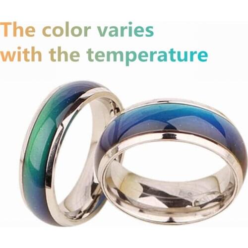 Stainless Ring Changing Color Mood Rings Feeling / Emotion Temperature Ring Wide 6mm ringen