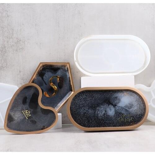 DIY Round Oval Coaster Silicone Mold Polygon Flat Tray Ashtray Epoxy Resin Casting Molds Clay Plaster Mould Craft Making Tool