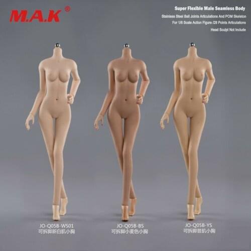 Hot Sales JIAOU 1/6 Little Breast Young Girl Body Suntan/Pale/Tan Skin Rubber Figure Doll 3 COLORS Available