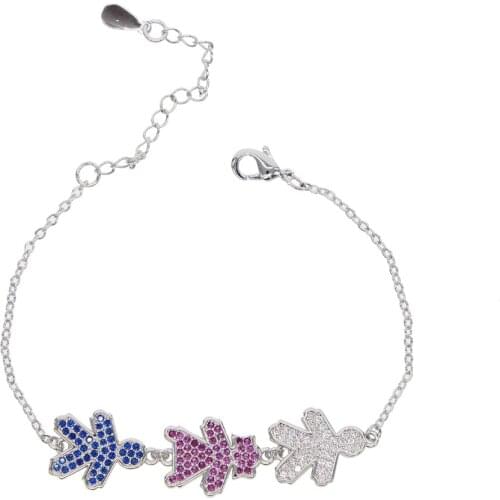 Micro pave cz Lovely cute Girl boy Heart charm link chain bracelet fashion sweet adorable jewelry