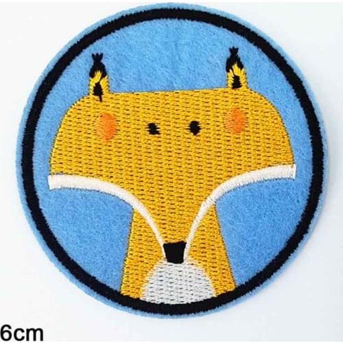 Cartoon Fox Round Iron On Embroidered Clothes Patches For Clothing Stickers Garment Wholesale