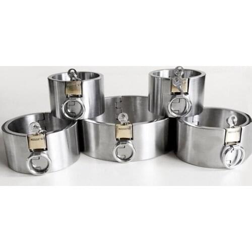 5cm High Stainless Steel Slave Collar Ankle Hand Cuffs BDSM Bondage Set Adult Games Torture Restraints Sex Toys For Couples