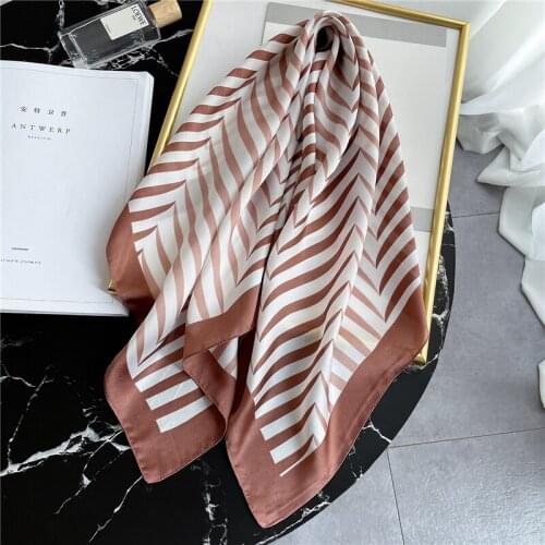 2021 New Striped Silk Square Neck Scarf Hairband Foulard Shawl Lady Wrap Fashion Neckerchief Female Scarves