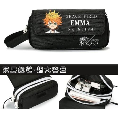 The Promised Neverland Coin Pouch Makeup Stationery Storage Large Capacity Zipper Pencil Pen Bag School Student Gift