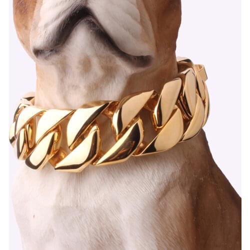 32MM Strong Metal Dog Chain Collars Stainless Steel Pet Training Choker For Large Dogs Pitbull Bulldog Gold Collar Necklace