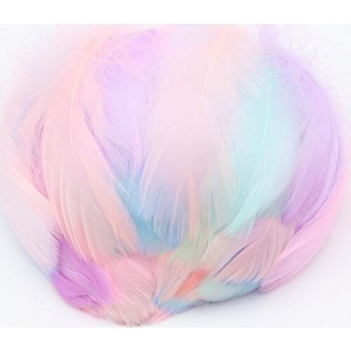 Feathers Wholesale 100pcs 4-8cm Small Swan Plume Fluffy Colourful Natural Goose Plumes for Crafts Dress Trimming Jewelry Making