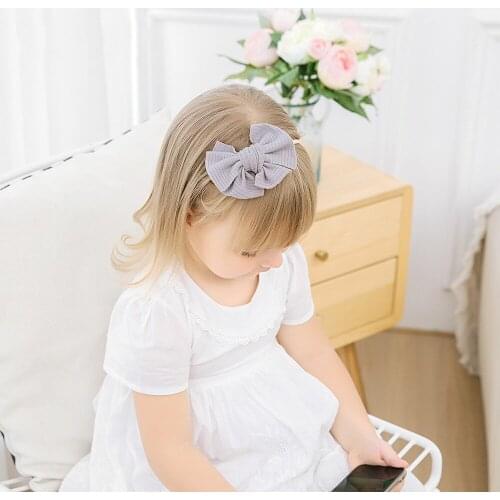 15pcs/lot Top Knot Bow Headband Kniited Bow Nylon Headband Baby Girl Hair Bow Infant Hair Accessory