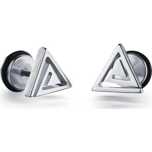 Triangle Screw Stud Earring for Men Boy Gold Black Silver Color Hip-Hop Punk Earrings Ear Fashion Male Jewelry