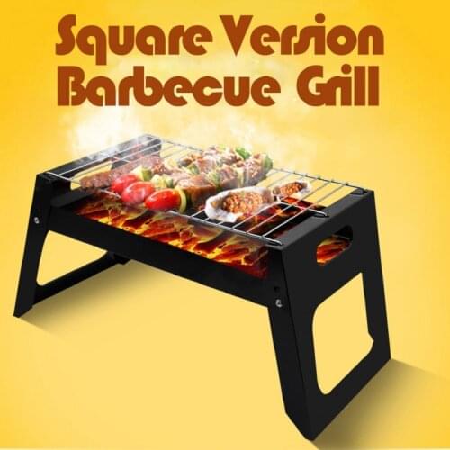 Barbecue Grill Square Version Portable Oven Outdoor BBQ Grill Camping Picnic Stainless Steel Folding Design Easy To Carry Out