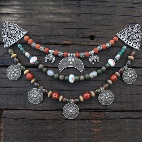 1pcs Dropshipping Slavic Jewelry Makeing For Charms Women Pendant, Ethnic Style Viking Brooch Buckle Lunula Jewelry For Cool Men