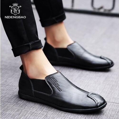 Brand Genuine Leather Shoes Men Big Size 38-46 Slip on Loafers Fashion Quality Business Casual Men Driving Shoes Chaussure Homme