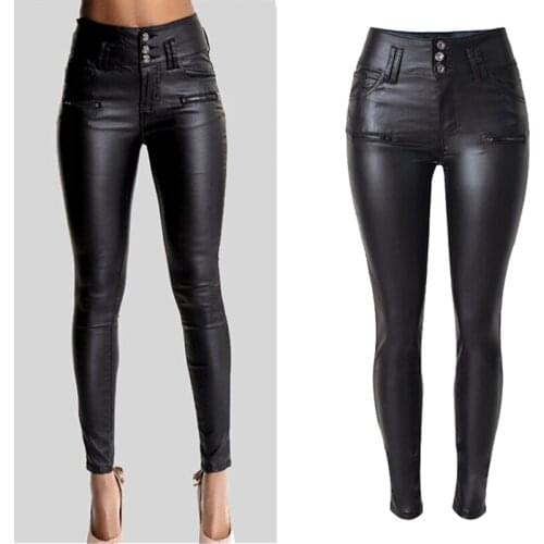 3XL PU Leather Pants Women Hip Push Up Black Sexy Female Stretch Leggings Jegging 2021 Casual Skinny Pencil Pants