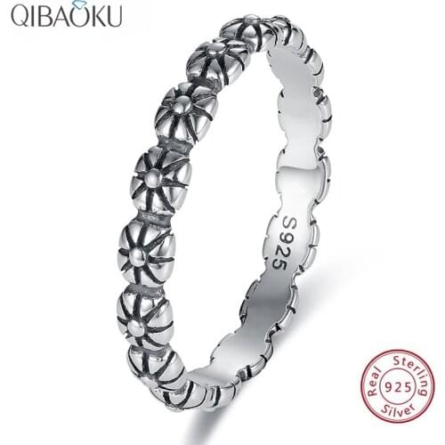 New Real 925 Sterling Silver Ring Jewelry Fashion Flower Rings Vintage Processing Punk Personality Party Ring Gifts for Women