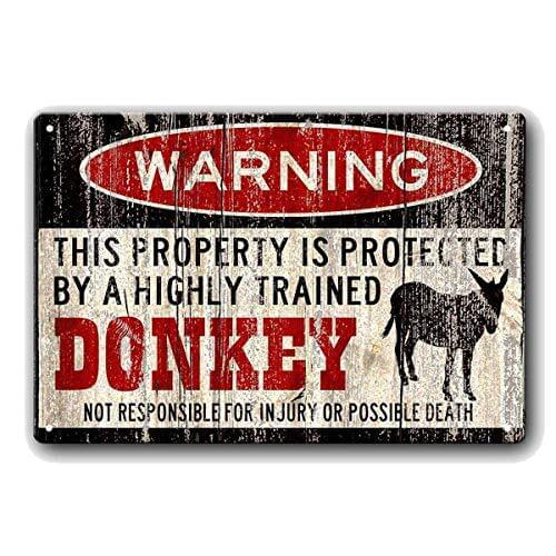 Donkey Sign Funny Metal Signs Donkey Warning Vintage Style Metal Sign Iron Painting for Indoor & Outdoor Home Bar Coffee Kitchen