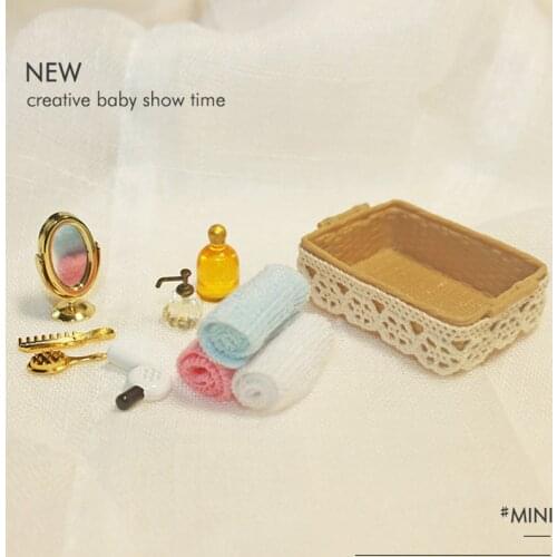 1/12 Scale Dollhouse Miniature Mini Toiletries Basket Model for blyth ob11 Doll House Bathroom Decor Toys
