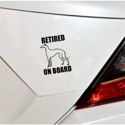 10.7cm*13.8cm RETIRED GREYHOUND ON BOARD Cute Decal Vinyl Car Sticker C10-00625