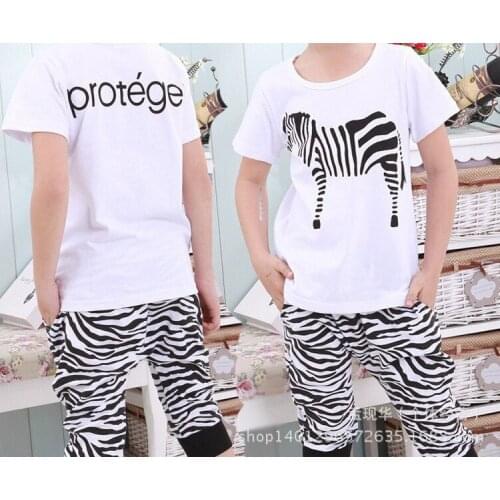 2015 Hot & New Summer Short-sleeved T-shirt Kids Zebra Shorts Suits Children Cloting Set