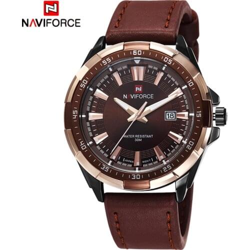 TOP Luxury Brand Fashion Mens Watches NAVIFORCE Militray Sport Quartz Men Watch Leather Waterproof Male Wristwatches Man Clock