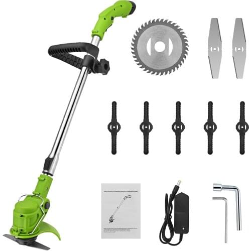 2 in 1 Cordless Electric Lawn Trimmer 12V Li-ion Battery Electric Grass Trimmer Brush Cutter with Telescopic Pole Replace Blade