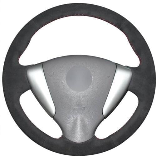 Hand-stitched Black Suede Car Steering Wheel Cover for Nissan Note 2013-2017 Serena 2012-2016 Bluebird Sylphy (RU)