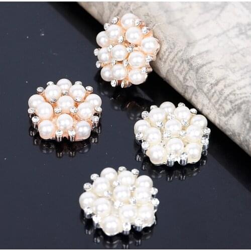 2016New 100Pcs Rhinestones Flatback Pearl Button for Children Headband Kids Hair Accessories ZJ155