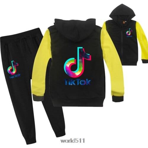 Tik Tok Childrens Long-sleeved Zipper Cardigan Sets Kids Boys Hoodies Tracksuit Baby Toddler Girls Zipper Casual Coat