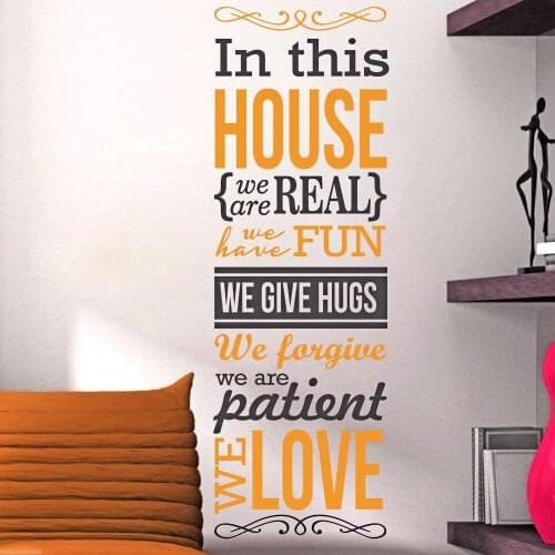 Eco-friendly color family rule modern home living room art deco mural wallpaper decoration vinyl wall decals Y-16