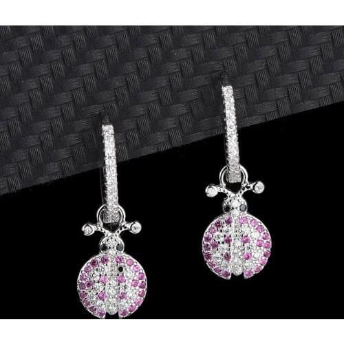 Europe And The United States Trend Personality Fun Seven Star Ladybug S925 Sterling Silver Earrings Female Fashion Baeta