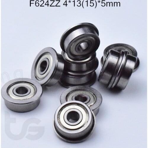 F624ZZ 4*13(15)*5mm 10pieces free shipping bearing ABEC-5 624 Flange bearings 624 F624 F624Z F624ZZ chrome steel bearing