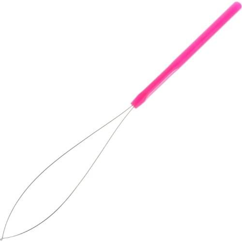 1Pcs Hair Extension Tool Micro Ring Bead Pulling Hoop Loop Feather Threader R3MF