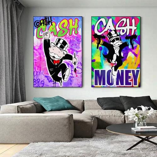 Canvas Painting Street Graffiti AlecWall Art Decorative Cash Money Paintings Posters and Prints Living Room Bedroom Home Decor