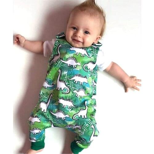 Baby Boys Girls Romper Infant Kids Sleeveless Cartoon Animal Dinosaur Plant Print Cute Jumpsuit Playsuit Outfits Clothes
