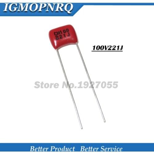 20PCS 100V221J 220PF 5% Pitch 5mm 220P 221 100V CBB Polypropylene film capacitor 100V221J-P5