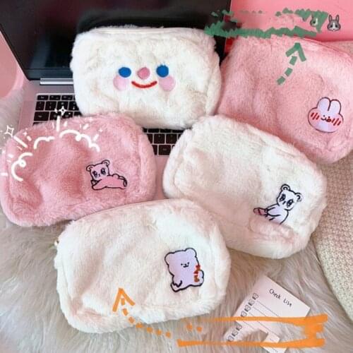 1pc Flanel Leuke Dier Cosmetische Case Meisjes Make Up Vrouwen Reizen Houder