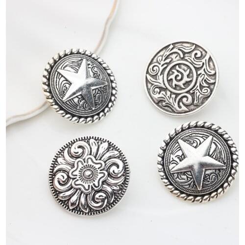 CONCHO Zinc Alloy Round Shape Plating Vintage Decorative Buttons Charms Pendants 3pcs/lot 30MM for DIY Accessories