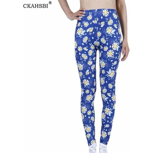 CKAHSBI Sexy Women Leggings Push Up Fitness Slim High Waist Polyester Sapphire Chrysanthemum Ankle-Length Breathable New Bottom
