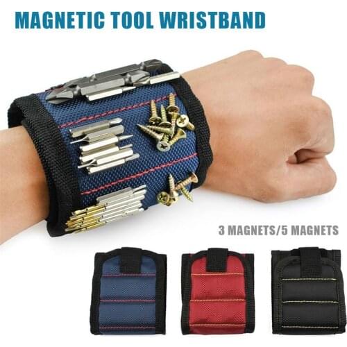 1pc Magnetic Tool Belt Bag 3 or 5 Magnet Wristband Bracelet Bags For Screws Nails Drill Bits Carpenter Auto Repair Tool