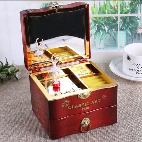 Lovely Rotating Dancing Girl Mechanical Music Box Innovative Jewelry Box Music Box Home Decoration Ornaments Girl Birthday Gift