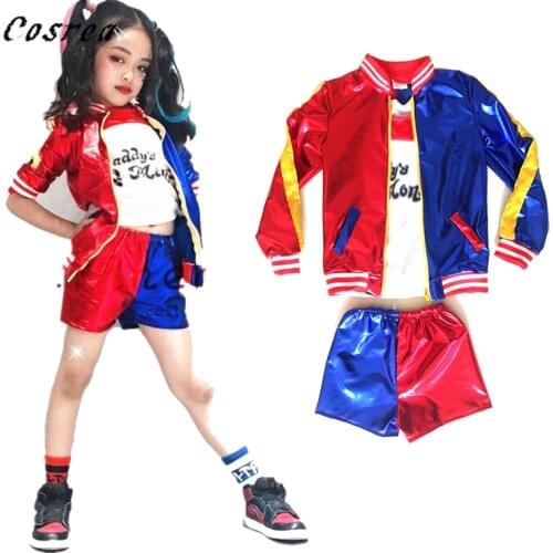 Moive joker jacket Costumes kids cosplay shorts gloves Suit halloween