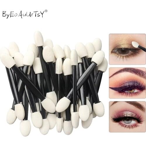 25pcs Double-Head Sponge Eye Shadow Eyeliner Brush Black Applicator Beauty Makeup Tools Foundation Makeup Brushes Tool Set